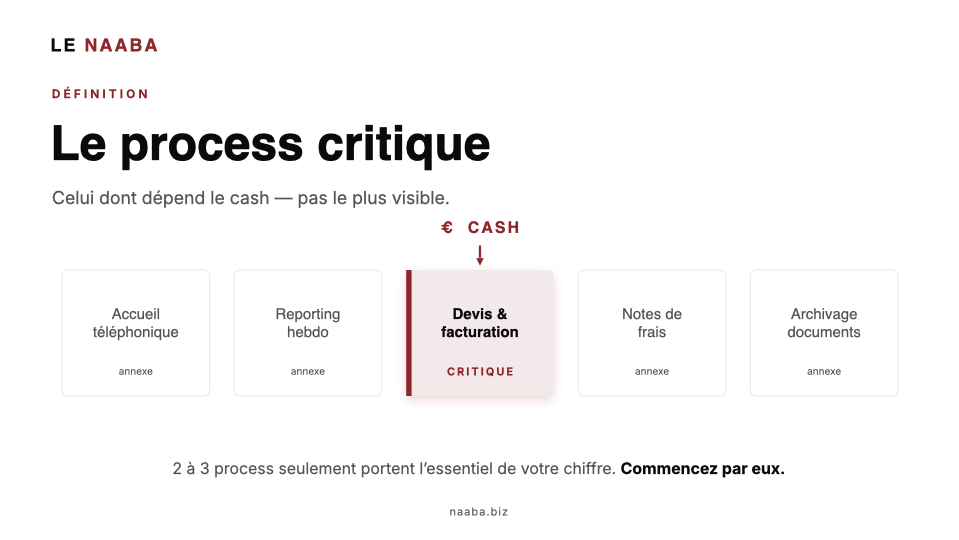 Schéma Le Naaba illustrant le process critique d'une PME parmi cinq process.